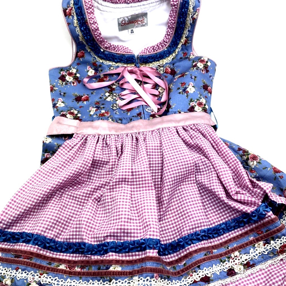 Stockerpoint Girls Dress Size 3T/4T Traditional German Drindle Apron Floral